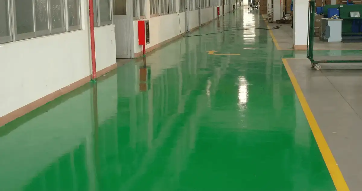 A factory floor professionally covered and marked with epoxy flooring in Colorado Springs, CO