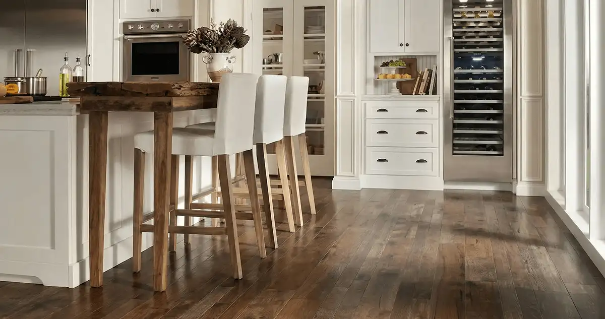 Professionally installed and refinished hardwood flooring in a residential home, showcasing smooth finish and natural wood tones in Colorado Springs, CO